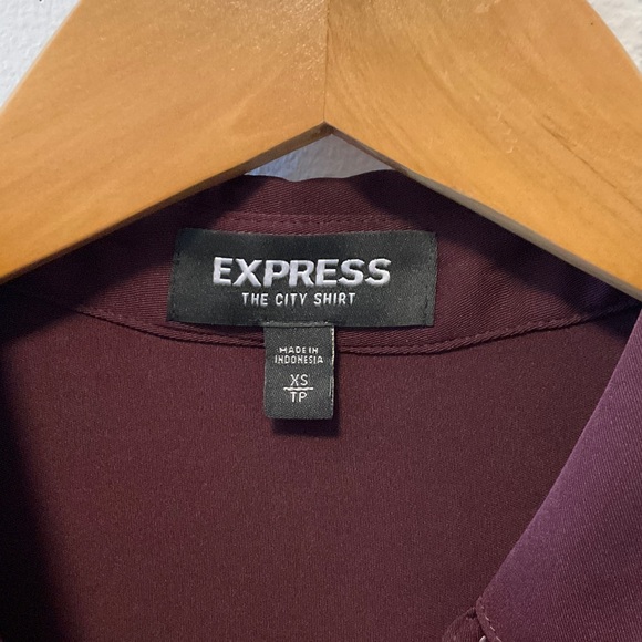 Express Deep Burgundy Sheer Button-up Shirt - Picture 2 of 5